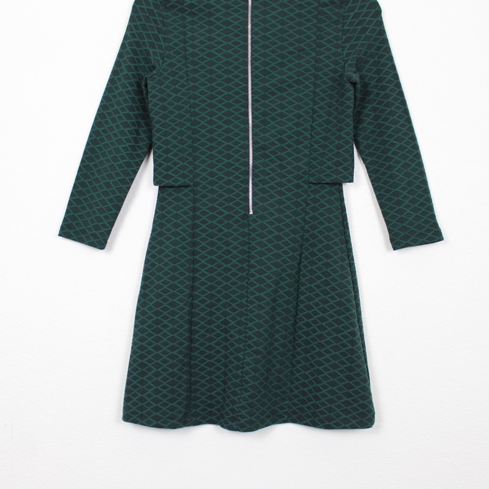 Topshop Geo Print Notch Overlay 3/4 Sleeve Mini Dress - Picture 12 of 14